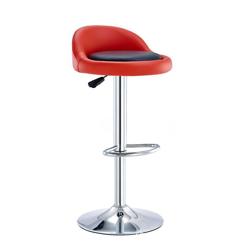 Tabouret de bar rond ovale en cuir métal éponge avec dossier et repose-pieds pivotant pour cuisine 
