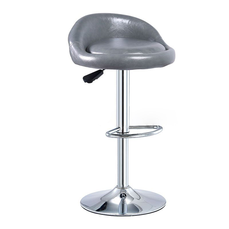 Tabouret de bar rond ovale en cuir métal éponge avec dossier et repose-pieds pivotant pour cuisine 