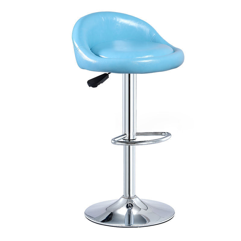 Tabouret de bar rond ovale pivotant en faux cuir métal avec dossier et repose-pieds pour cuisine 