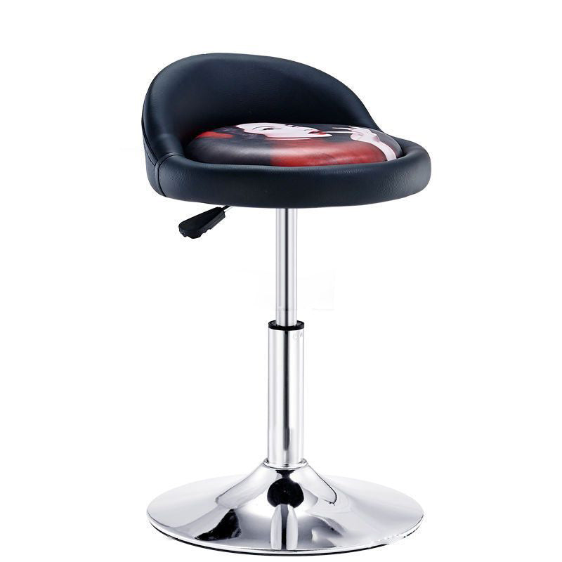 Tabouret de bar rond ovale pivotant en faux cuir métal avec dossier et repose-pieds pour cuisine 
