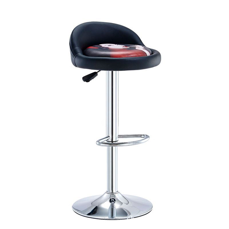 Tabouret de bar rond ovale en cuir métal éponge avec dossier et repose-pieds pivotant pour cuisine 