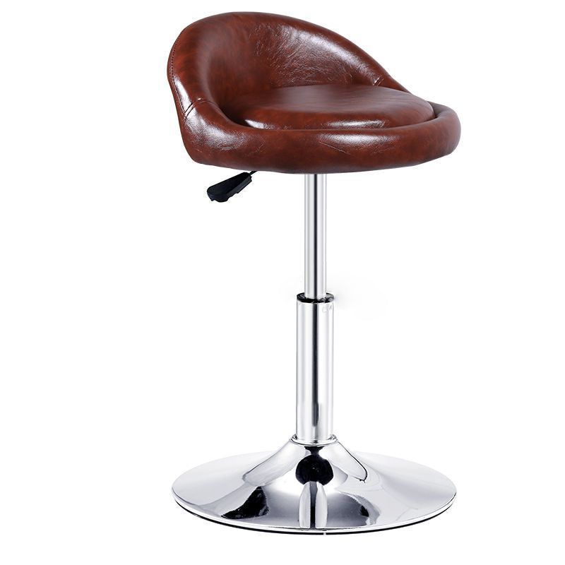 Tabouret de bar rond ovale en cuir métal éponge avec dossier et repose-pieds pivotant pour cuisine 