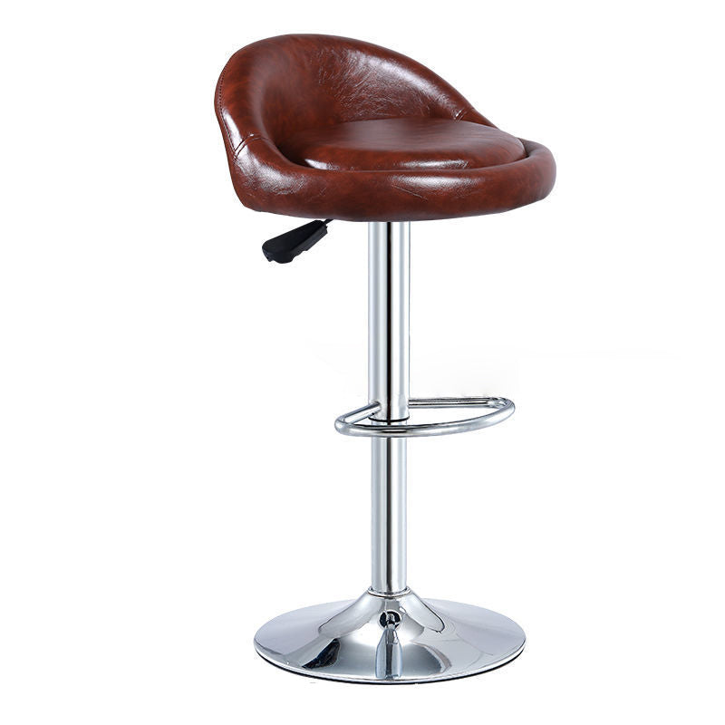 Tabouret de bar rond ovale en cuir métal éponge avec dossier et repose-pieds pivotant pour cuisine 