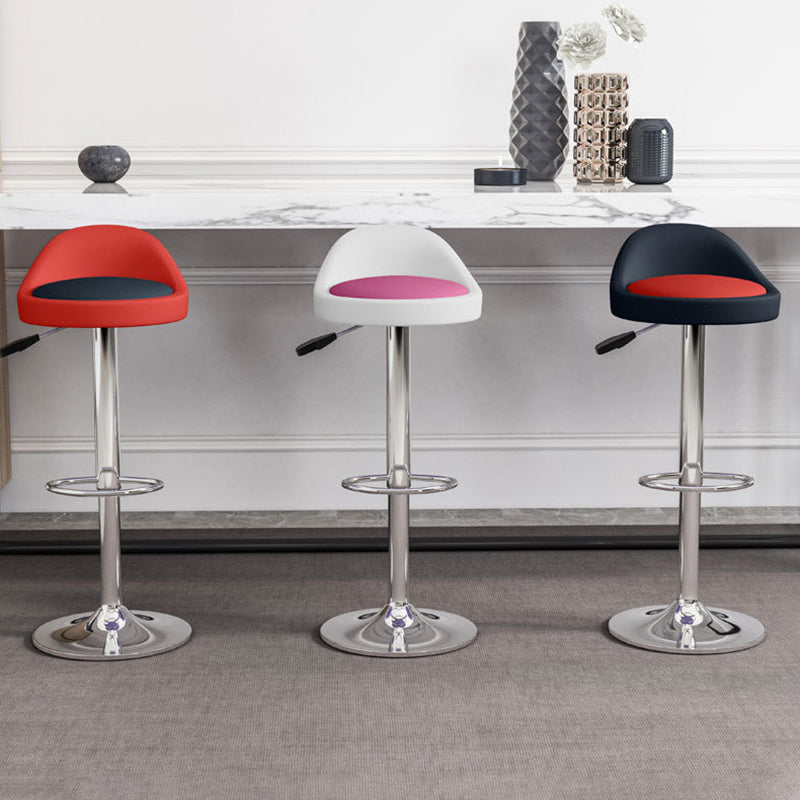 Tabouret de bar rond ovale pivotant en faux cuir métal avec dossier et repose-pieds pour cuisine 