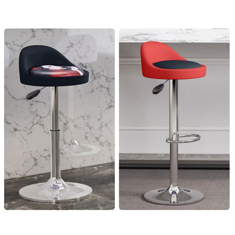 Tabouret de bar rond ovale pivotant en faux cuir métal avec dossier et repose-pieds pour cuisine 