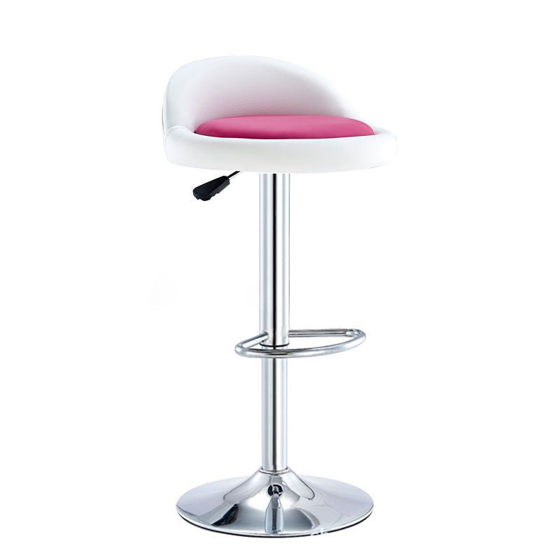 Tabouret de bar rond ovale en cuir métal éponge avec dossier et repose-pieds pivotant pour cuisine 