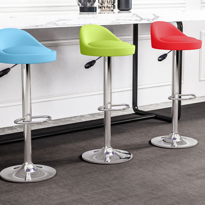 Tabouret de bar rond ovale pivotant en faux cuir métal avec dossier et repose-pieds pour cuisine 