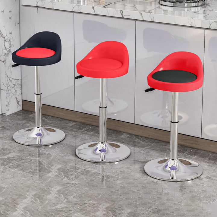 Tabouret de bar rond ovale pivotant en faux cuir métal avec dossier et repose-pieds pour cuisine 