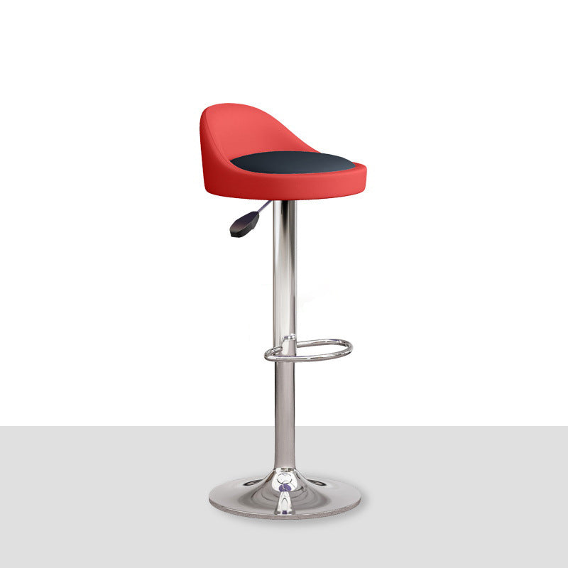 Tabouret de bar rond ovale en cuir métal éponge avec dossier et repose-pieds pivotant pour cuisine 