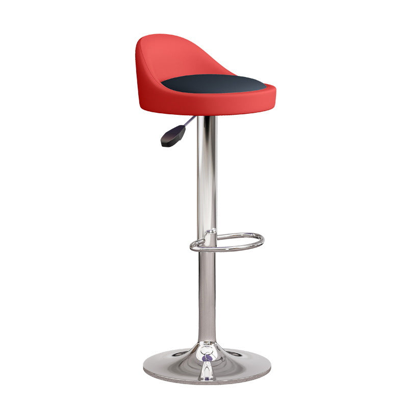 Tabouret de bar rond ovale en cuir métal éponge avec dossier et repose-pieds pivotant pour cuisine 