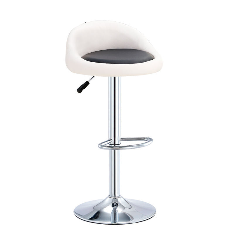 Tabouret de bar rond ovale en cuir métal éponge avec dossier et repose-pieds pivotant pour cuisine 