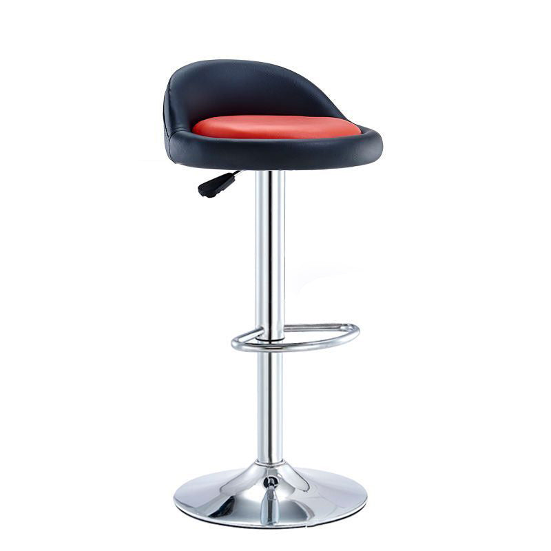 Tabouret de bar rond ovale en cuir métal éponge avec dossier et repose-pieds pivotant pour cuisine 