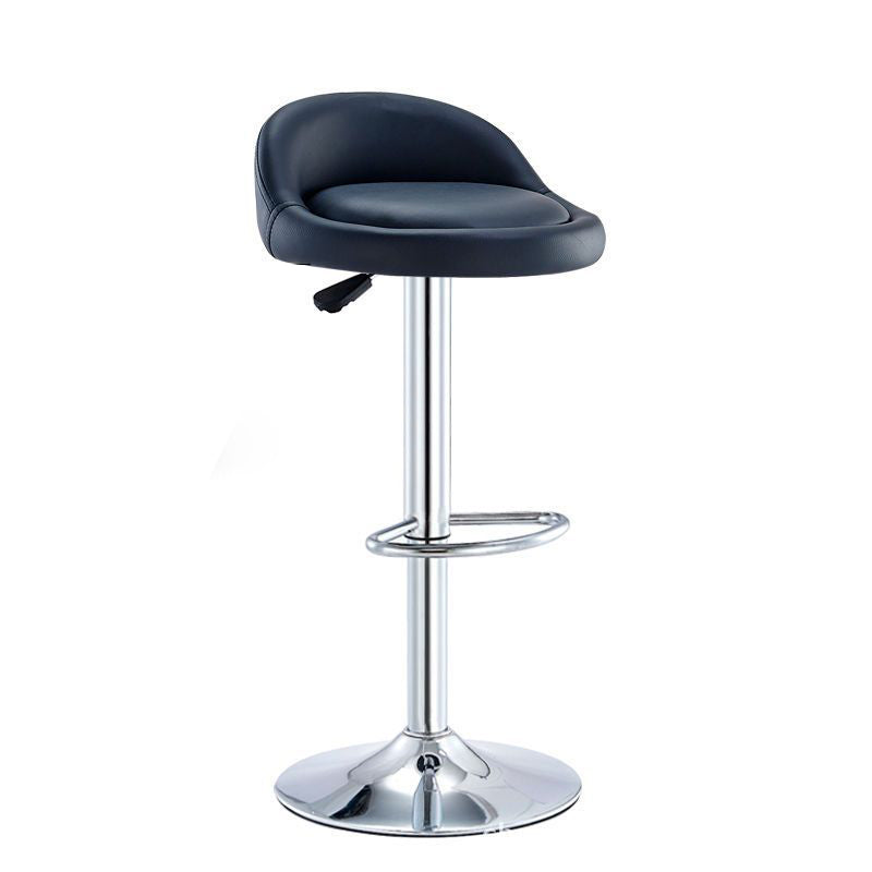 Tabouret de bar rond ovale pivotant en faux cuir métal avec dossier et repose-pieds pour cuisine 