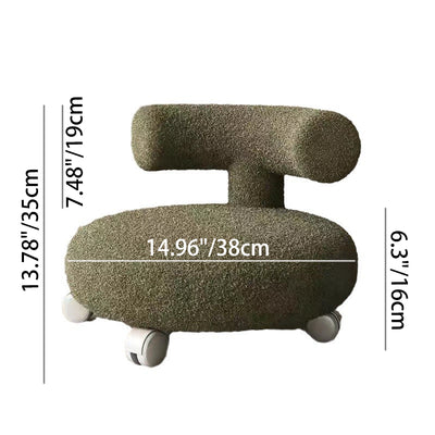 Contemporary Nordic Lambswool Wood Sponge Round C-shaped Low Stool Backrest Movable For Living Room