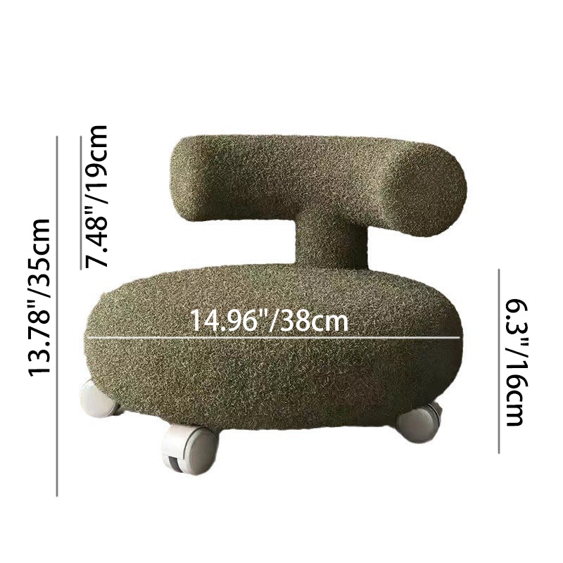 Contemporary Nordic Lambswool Wood Sponge Round C-shaped Low Stool Backrest Movable For Living Room