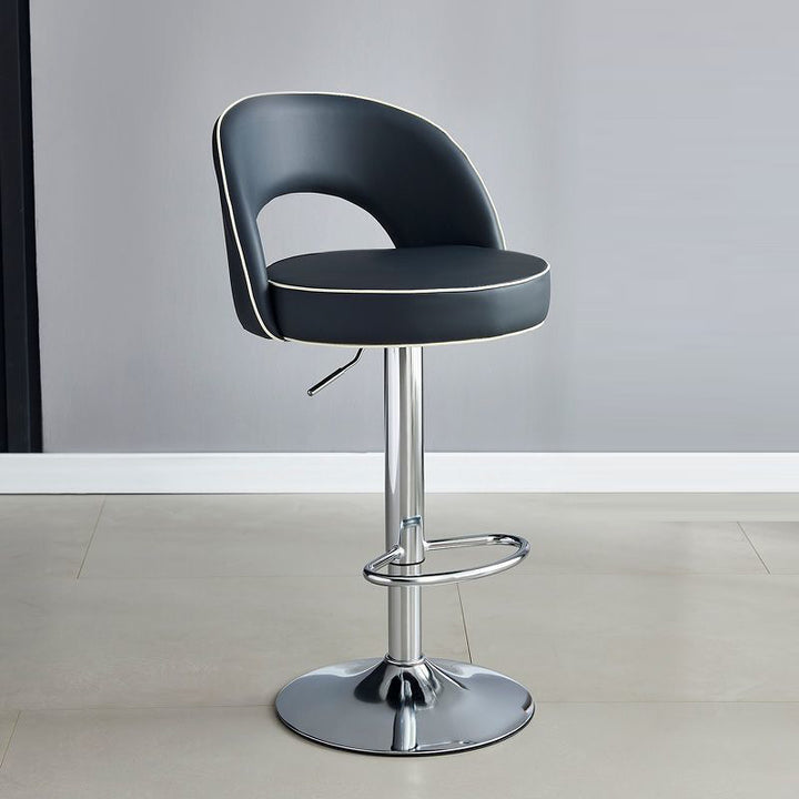 Modern Simplicity Faux Leather Iron Sponge Round Liftable Bar Stool Backrest Footrest Swivel For Kitchen