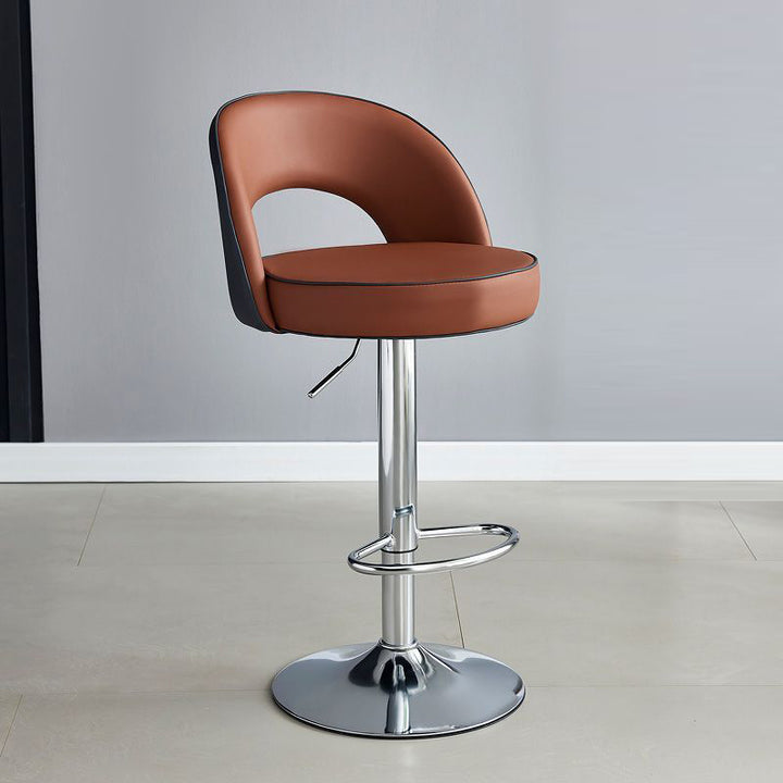 Modern Simplicity Faux Leather Iron Sponge Round Liftable Bar Stool Backrest Footrest Swivel For Kitchen