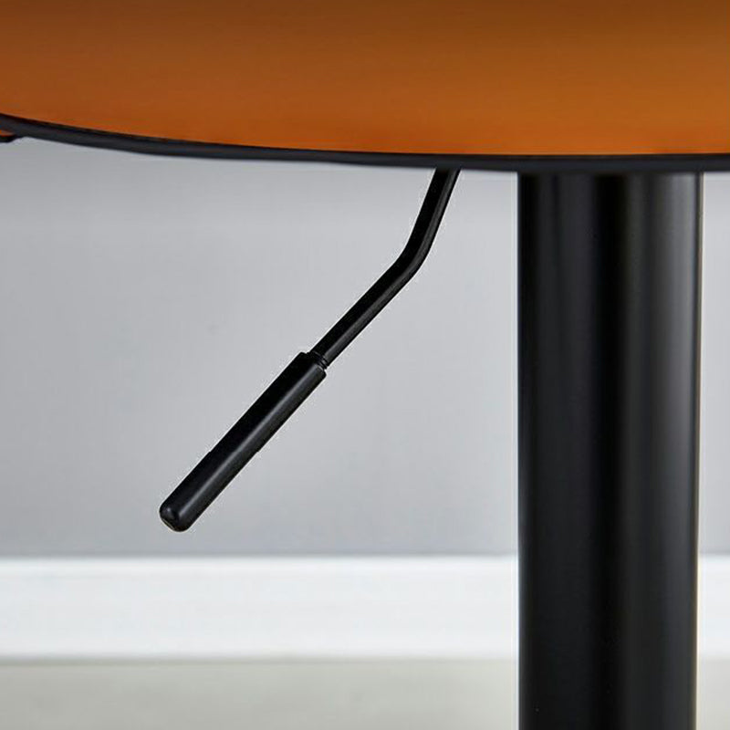 Taburete de bar redondo elevable de cuero y metal con esponja de simplicidad moderna, respaldo, reposapiés y giro para cocina 