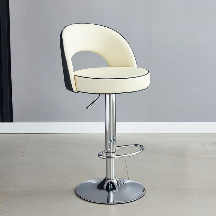 Modern Simplicity Faux Leather Iron Sponge Round Liftable Bar Stool Backrest Footrest Swivel For Kitchen