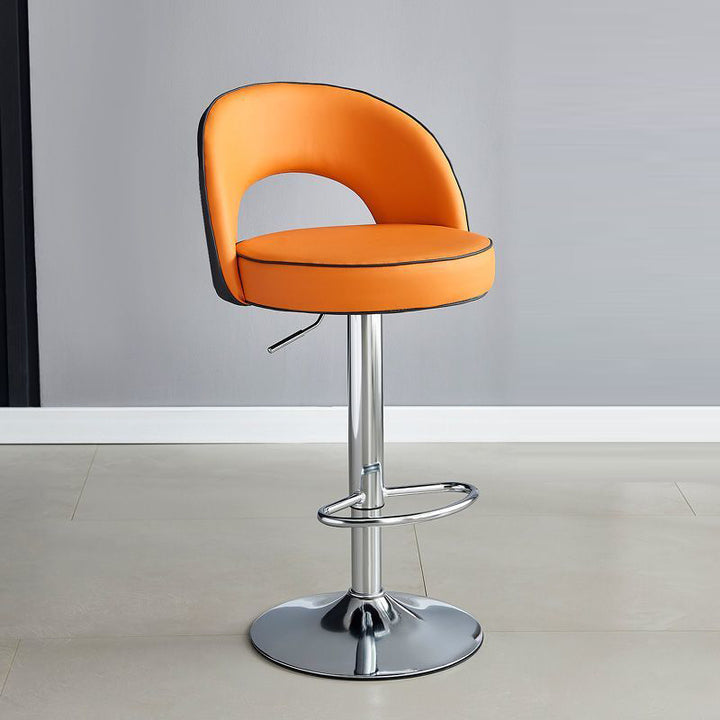 Modern Simplicity Faux Leather Iron Sponge Round Liftable Bar Stool Backrest Footrest Swivel For Kitchen