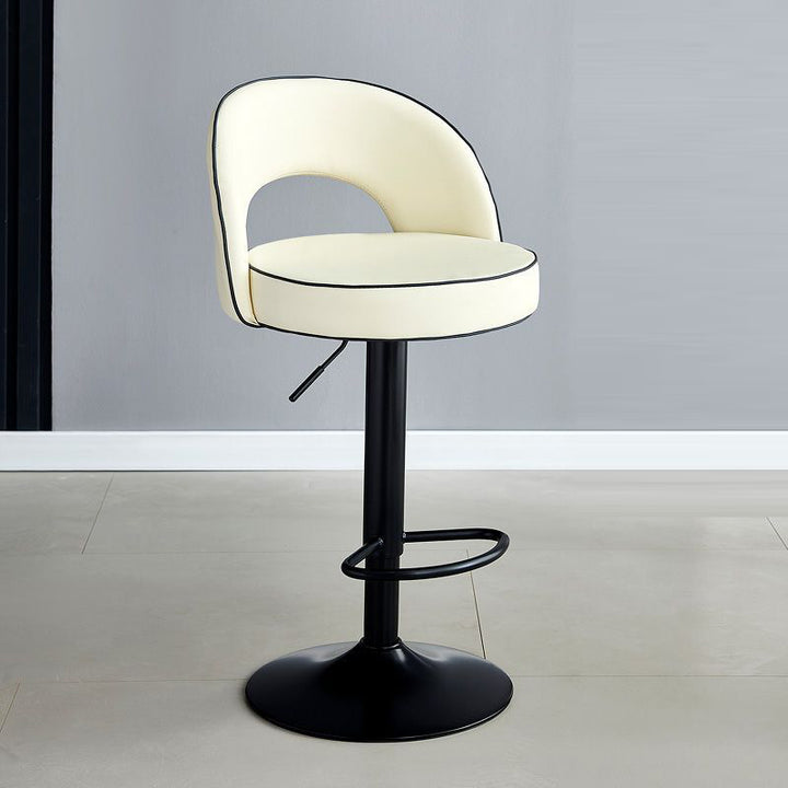 Modern Simplicity Faux Leather Iron Sponge Round Liftable Bar Stool Backrest Footrest Swivel For Kitchen