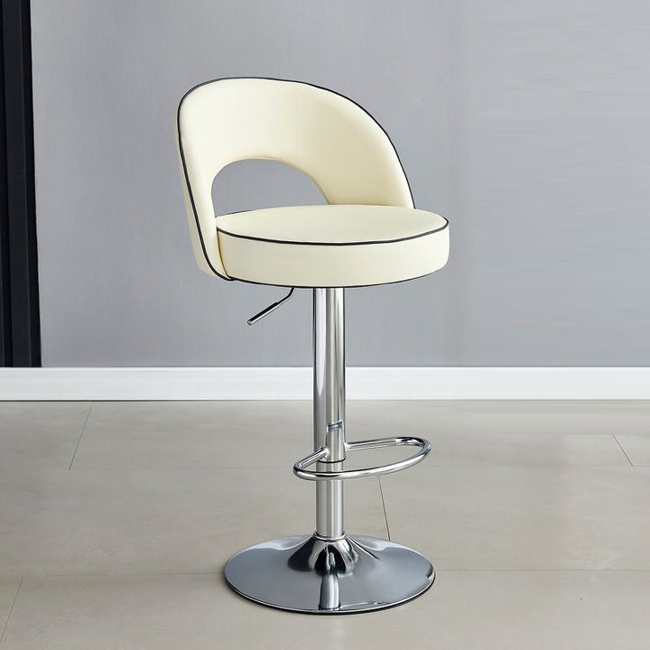 Modern Simplicity Faux Leather Iron Sponge Round Liftable Bar Stool Backrest Footrest Swivel For Kitchen
