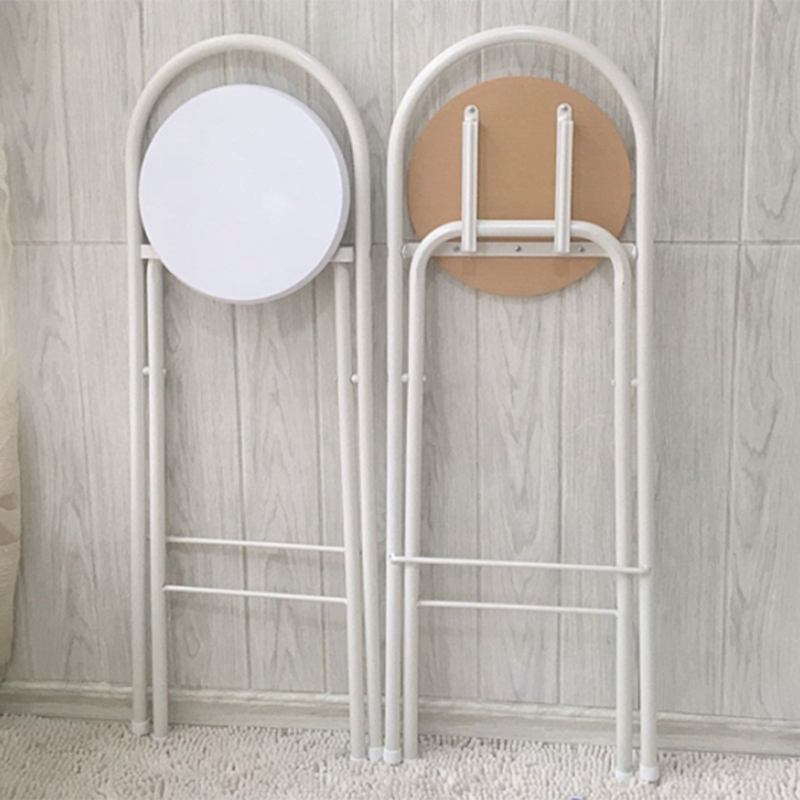Moderno Minimalista Redondo Acero al Carbono MDF Cuero Sintético Esponja Taburete de Bar Plegable Respaldo Reposapiés Para Cocina 