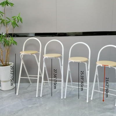 Taburete de bar plegable moderno minimalista redondo de acero al carbono MDF cuero esponja con respaldo y reposapiés para cocina 