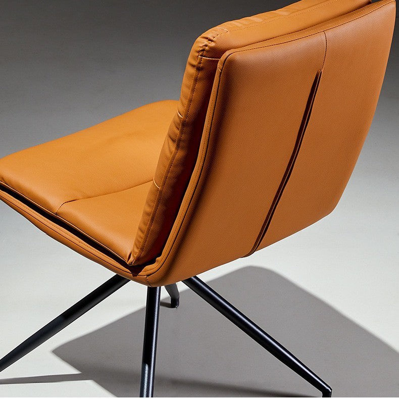 Chaise de salle à manger moderne minimaliste en cuir acier carbone éponge carrée à rayures avec dossier pivotant 