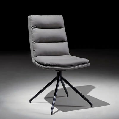 Chaise de salle à manger moderne minimaliste en cuir acier carbone éponge carrée à rayures avec dossier pivotant 