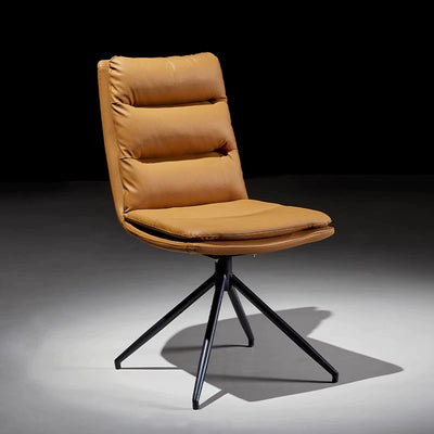 Chaise de salle à manger moderne minimaliste en cuir acier carbone éponge carrée à rayures avec dossier pivotant 