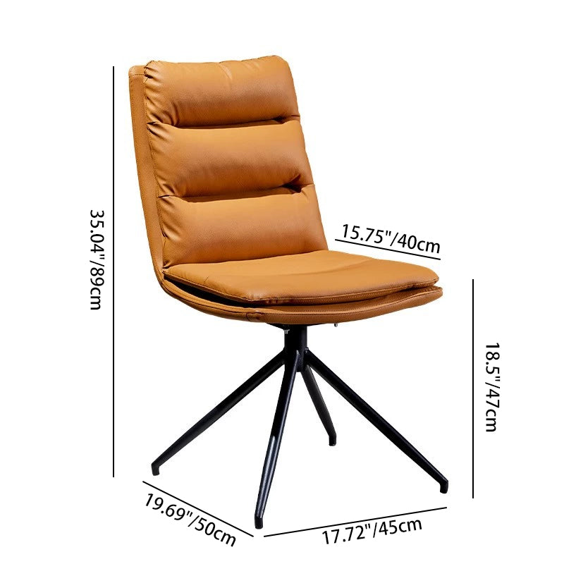Chaise de salle à manger moderne minimaliste en cuir acier carbone éponge carrée à rayures avec dossier pivotant 