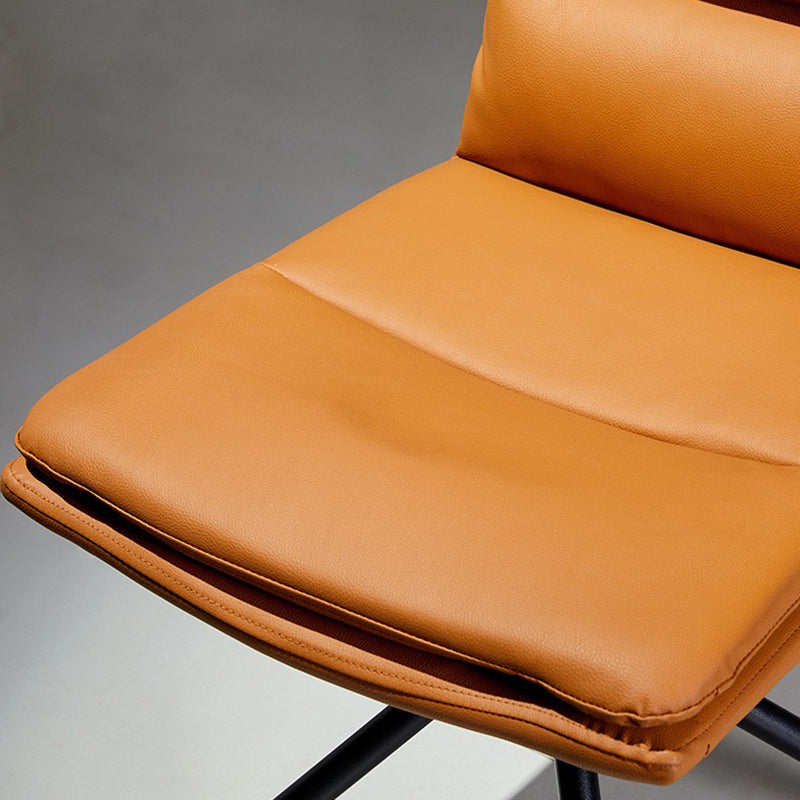 Chaise de salle à manger moderne minimaliste en cuir acier carbone éponge carrée à rayures avec dossier pivotant 