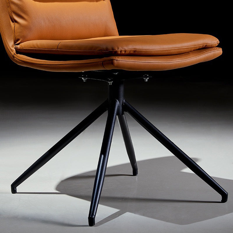Chaise de salle à manger moderne minimaliste en cuir acier carbone éponge carrée à rayures avec dossier pivotant 