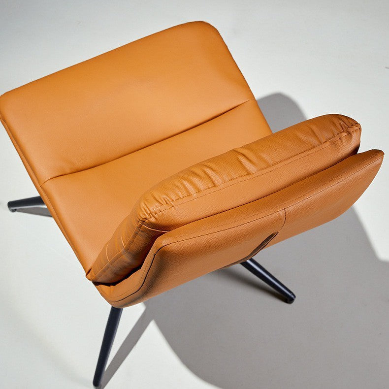 Chaise de salle à manger moderne minimaliste en cuir acier carbone éponge carrée à rayures avec dossier pivotant 