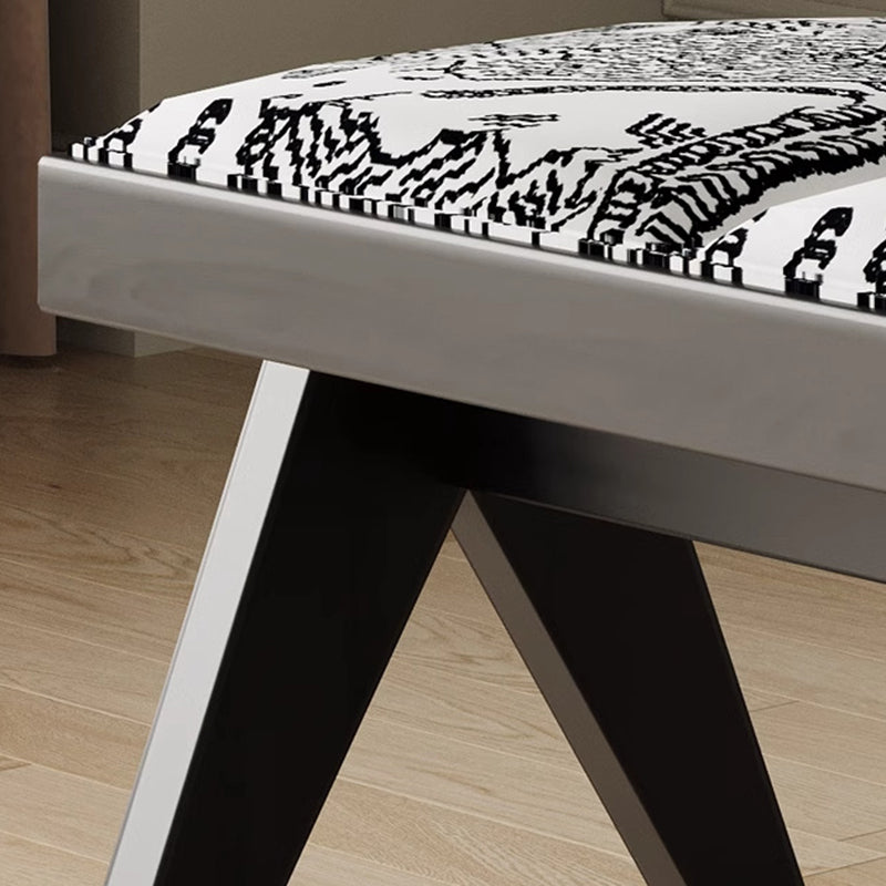 Traditional French Fabric Ash Wood Sponge Rectangular Printed Bench Backless For Entryway