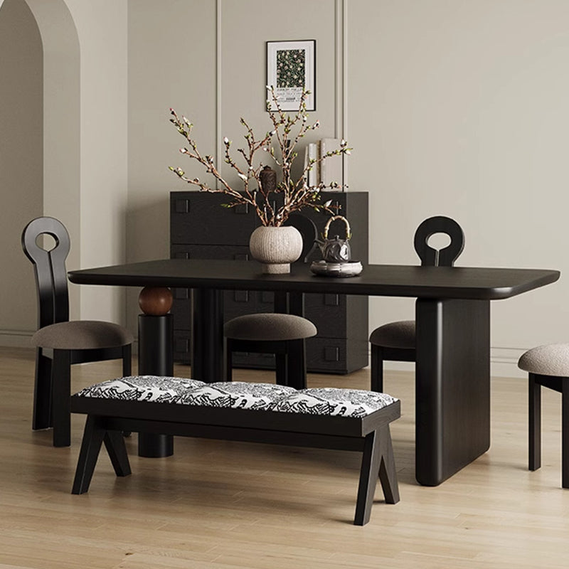Traditional French Fabric Ash Wood Sponge Rectangular Printed Bench Backless For Entryway