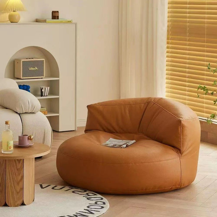Zeitgenössischer Retro-Mikrofaser-Leder-EPS-Halbkreis-Bohnenbeutellazy-Sofa-Fußstütze Rückenlehne für Wohnzimmer 