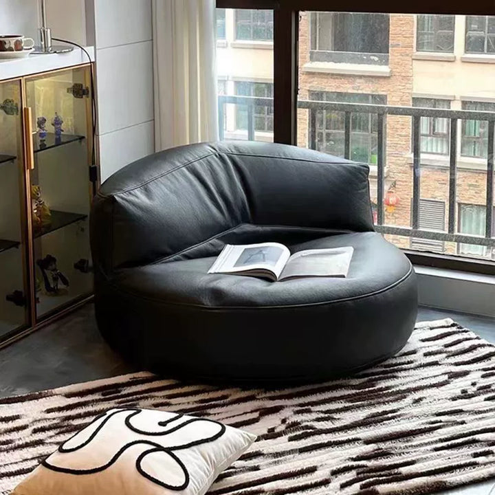 Zeitgenössischer Retro-Mikrofaser-Leder-EPS-Halbkreis-Bohnenbeutellazy-Sofa-Fußstütze Rückenlehne für Wohnzimmer 