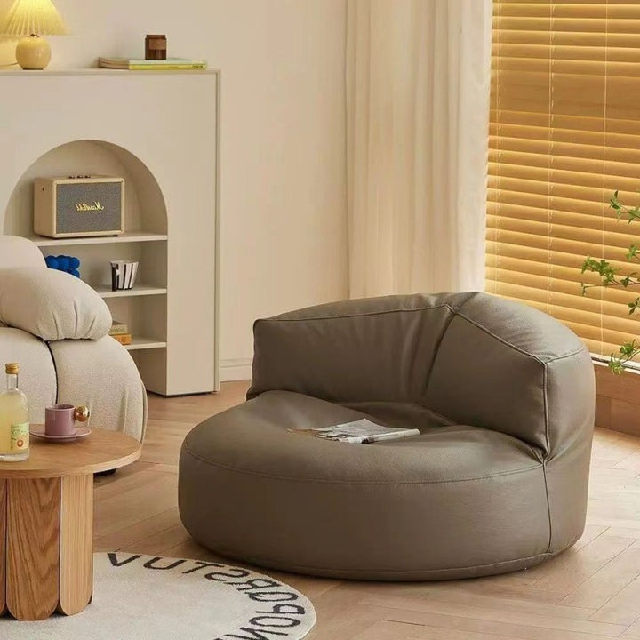 Zeitgenössischer Retro-Mikrofaser-Leder-EPS-Halbkreis-Bohnenbeutellazy-Sofa-Fußstütze Rückenlehne für Wohnzimmer 
