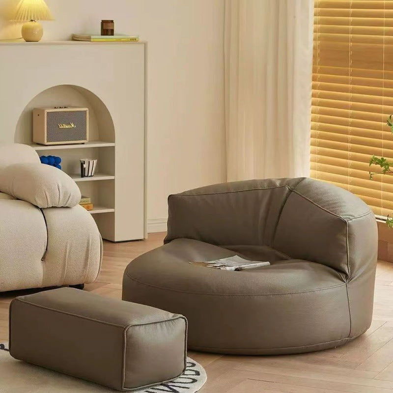 Zeitgenössischer Retro-Mikrofaser-Leder-EPS-Halbkreis-Bohnenbeutellazy-Sofa-Fußstütze Rückenlehne für Wohnzimmer 