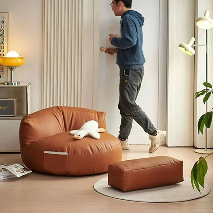 Zeitgenössischer Retro-Mikrofaser-Leder-EPS-Halbkreis-Bohnenbeutellazy-Sofa-Fußstütze Rückenlehne für Wohnzimmer 