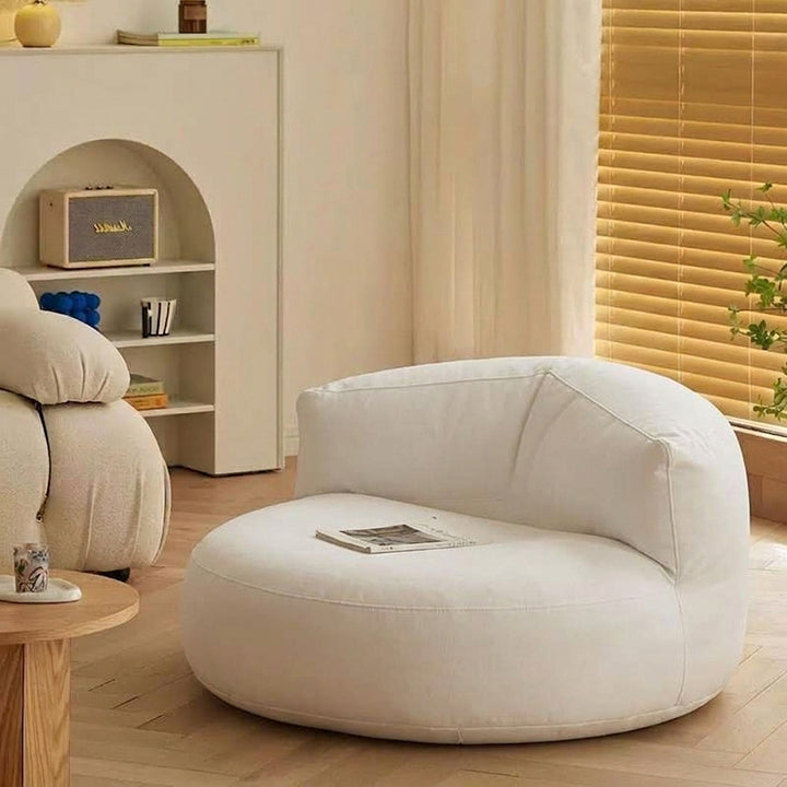 Contemporain Rétro Cuir Microfibre EPS Canapé Paresseux en Forme de Haricot Semi-circulaire Repose-pieds Dossier Pour Salon 