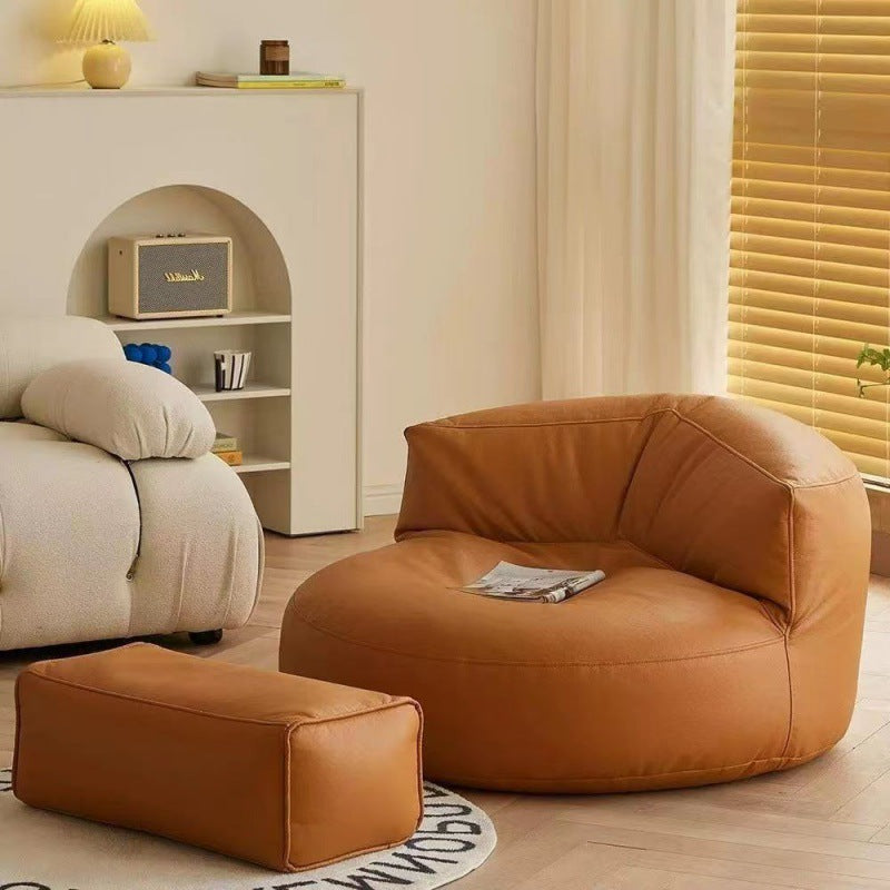 Zeitgenössischer Retro-Mikrofaser-Leder-EPS-Halbkreis-Bohnenbeutellazy-Sofa-Fußstütze Rückenlehne für Wohnzimmer 