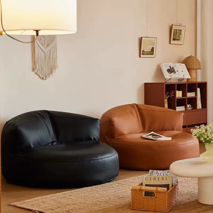 Zeitgenössischer Retro-Mikrofaser-Leder-EPS-Halbkreis-Bohnenbeutellazy-Sofa-Fußstütze Rückenlehne für Wohnzimmer 