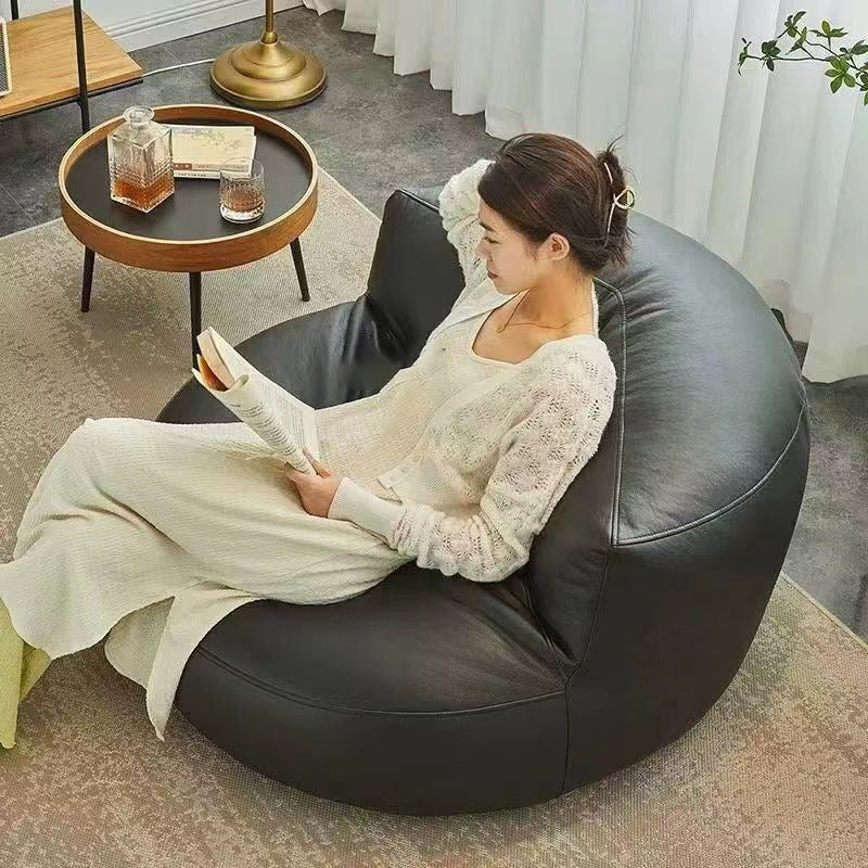 Contemporary Retro Microfiber Leather EPS Semicircular Bean Bag
