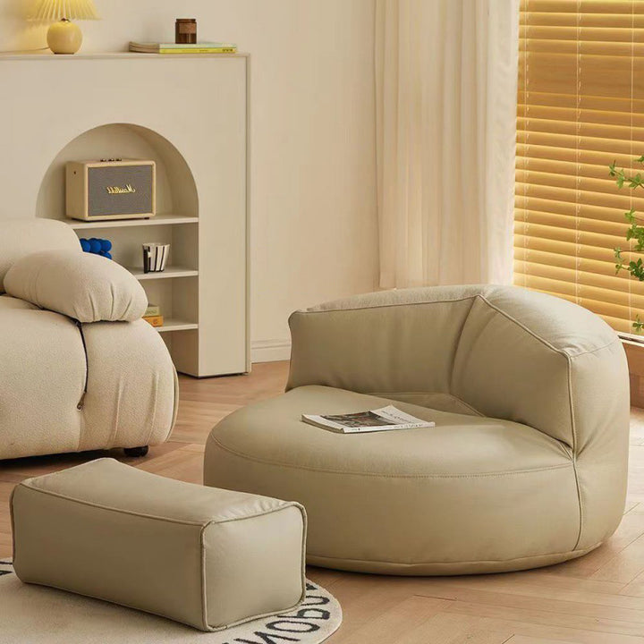 Zeitgenössischer Retro-Mikrofaser-Leder-EPS-Halbkreis-Bohnenbeutellazy-Sofa-Fußstütze Rückenlehne für Wohnzimmer 