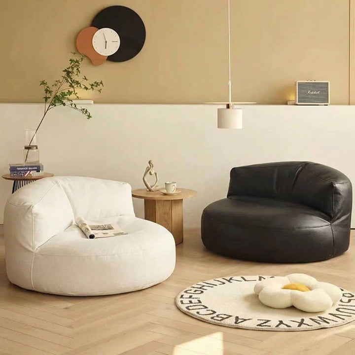 Contemporain Rétro Cuir Microfibre EPS Canapé Paresseux en Forme de Haricot Semi-circulaire Repose-pieds Dossier Pour Salon 