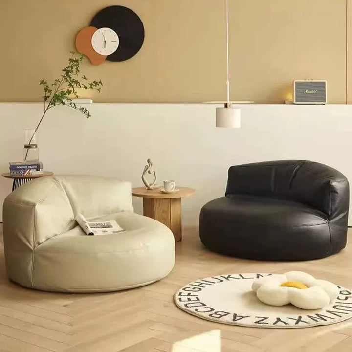 Zeitgenössischer Retro-Mikrofaser-Leder-EPS-Halbkreis-Bohnenbeutellazy-Sofa-Fußstütze Rückenlehne für Wohnzimmer 