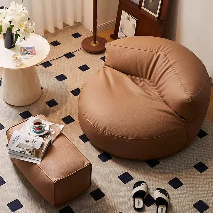 Zeitgenössischer Retro-Mikrofaser-Leder-EPS-Halbkreis-Bohnenbeutellazy-Sofa-Fußstütze Rückenlehne für Wohnzimmer 